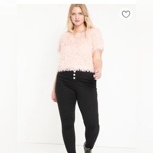 Eloquii Pale Pink Feather Crop Top